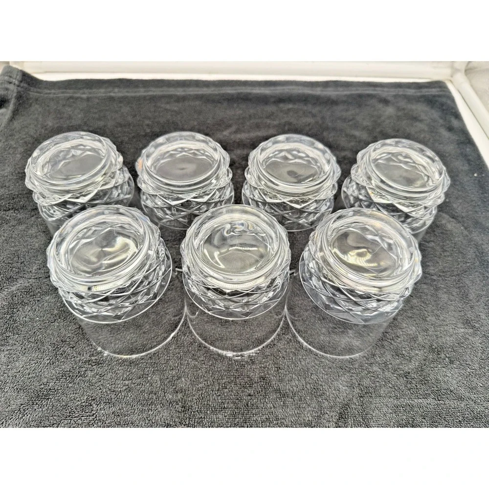 Lot of 7 Vintage Lead Crystal Diamond Cut Old Fashioned Rocks Glasses - Picture 13 of 14